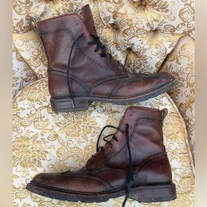Frye James Lug Wingtip Oxford Derby Leather Boots 10 1/2 D